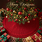 Knitted Christmas Tree Skirt 24 Inch Red Round Tree Base Cover with Cable Knit Border Soft Holiday Tree Skirt Rustic Christmas Decor for Home Fireplace Party Festive Gift Display