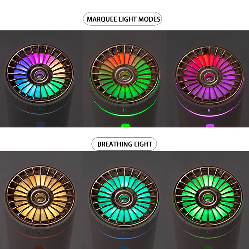 Black USB Rechargeable Car Aroma Diffuser Humidifier with Ambient Light, 300ml Portable Mist Air Freshener for Vehicle Office Home
