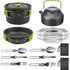 11PCS Green Camping Cookware Set – Lightweight Aluminium Camping Pots, Frying Pan, Kettle & Stainless Steel Cutlery, Portable Non-Stick Outdoor Cooking Set for 2-3 Person Camping, Hiking, Backpacking & Picnic