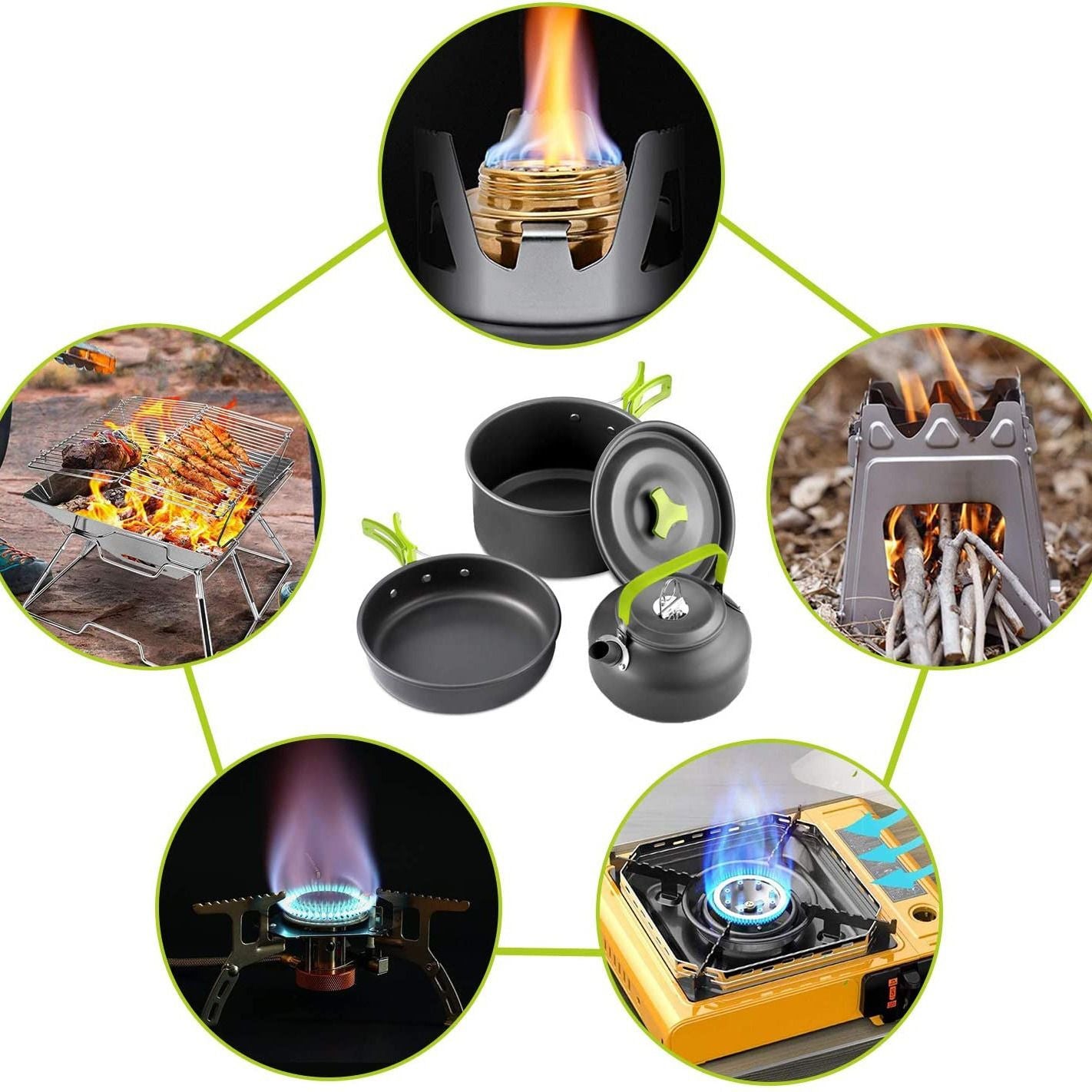 11PCS Black Camping Cookware Set – Lightweight Aluminium Camping Pots, Frying Pan, Kettle & Stainless Steel Cutlery, Portable Non-Stick Outdoor Cooking Set for 2-3 Person Camping, Hiking, Backpacking & Picnic