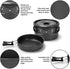 11PCS Black Camping Cookware Set – Lightweight Aluminium Camping Pots, Frying Pan, Kettle & Stainless Steel Cutlery, Portable Non-Stick Outdoor Cooking Set for 2-3 Person Camping, Hiking, Backpacking & Picnic