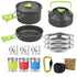 Green Camping Cookware Set for 2–3 People – Portable Outdoor Cooking Pot, Frying Pan & 1.1L Kettle Kit with Stainless Steel Plates, Cups & Cutlery, Lightweight Non-Stick Camping Cook Set for Hiking, Picnic, Backpacking & RV Travel