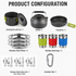 Black Camping Cookware Set for 2–3 People – Portable Outdoor Cooking Pot, Frying Pan & 1.1L Kettle Kit with Stainless Steel Plates, Cups & Cutlery, Lightweight Non-Stick Camping Cook Set for Hiking, Picnic, Backpacking & RV Travel