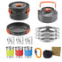 Orange Camping Cookware Set for 2–3 People – Portable Outdoor Cooking Pot, Frying Pan & 1.1L Kettle Kit with Stainless Steel Plates, Cups & Cutlery, Lightweight Non-Stick Camping Cook Set for Hiking, Picnic, Backpacking & RV Travel