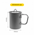 Camping Mug 350ml (11.83oz) with Lid – Ultra Lightweight Titanium Coffee Cup, Foldable Handle Outdoor Water Cup for Camping, Hiking, Travel, Backpacking and Adventure