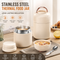 White 1050ml Thermal Food Jar with Spoon Portable Insulated Lunch Container Vacuum Soup Cup Leakproof Food Flask for Office Travel Camping Stew Rice Porridge Meal Prep