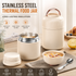 White 1050ml Thermal Food Jar with Spoon Portable Insulated Lunch Container Vacuum Soup Cup Leakproof Food Flask for Office Travel Camping Stew Rice Porridge Meal Prep
