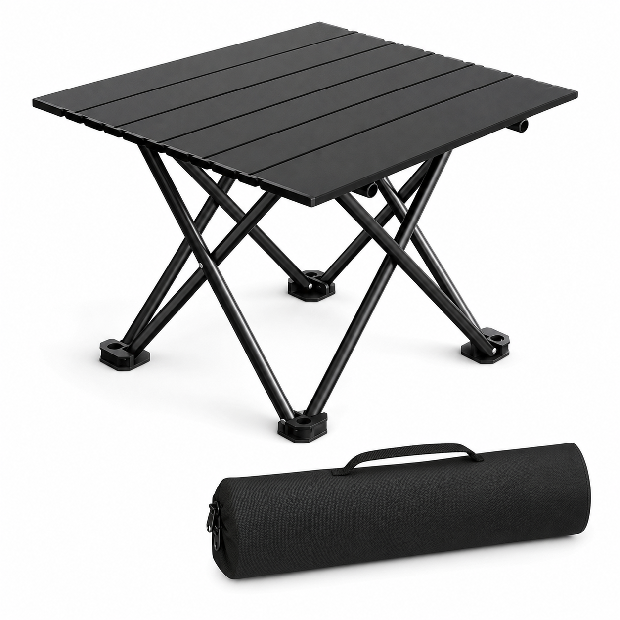 Black Portable Folding Table - 41 x 35 cm Carbon Steel Compact Carry Design, Quick Setup and Space Saving Storage for Market Stalls, Camping and Outdoor Use