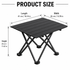 Black Portable Folding Table - 41 x 35 cm Carbon Steel Compact Carry Design, Quick Setup and Space Saving Storage for Market Stalls, Camping and Outdoor Use