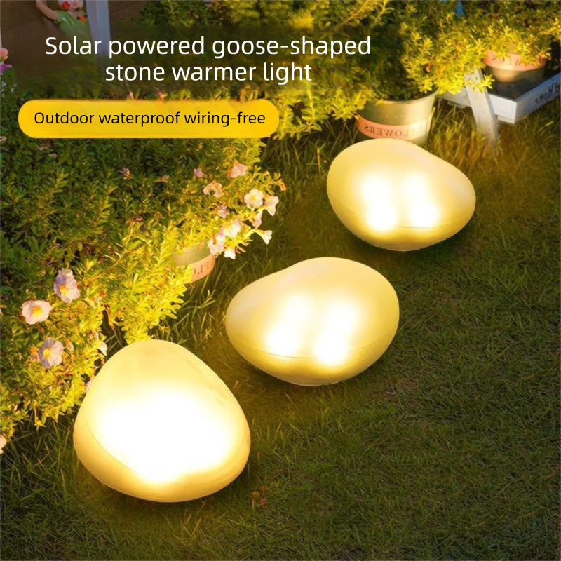 Solar Pebble Garden Light White light - Outdoor LED Rock Lamp with Solar Panel, Waterproof Landscape Lighting
