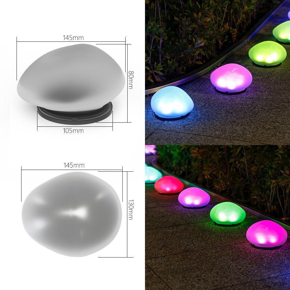 Solar Pebble Garden Light Colored light - Outdoor LED Rock Lamp with Solar Panel, Waterproof Landscape Lighting