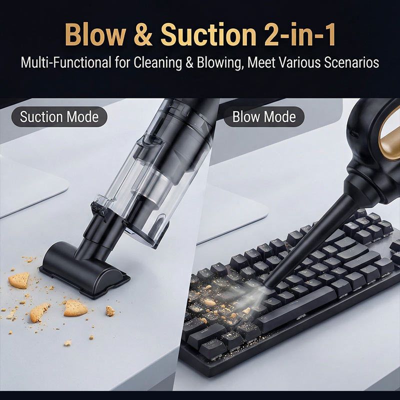 (White)Cordless Handheld Vacuum Cleaner - 2 in 1 Blow and Suction - Cyclone Dust Cup, Car and Home Use