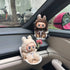 Macaron Pink Mini Doll Safety Seat with Magnetic Base, Car Dashboard Plush Toy Holder Decoration