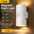 White Rechargeable Magnetic Dual Direction Wall Lamp - Widely Triple Sensing, 15s Automatic Timing & Constant On Mode, 3 Colours and 4 Brightness Levels for Hallways and Bedrooms