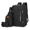 3-Piece Black Set Large Capacity Waterproof Business Travel Backpack + Crossbody Bag + Coin Purse with 16 Inch Laptop Padded Compartment, Muti Pockets & USB Charging Port