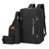 3-Piece Black Set Large Capacity Waterproof Business Travel Backpack + Crossbody Bag + Coin Purse with 16 Inch Laptop Padded Compartment, Muti Pockets & USB Charging Port