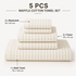 5 Piece White Waffle Weave 100% Cotton Towel Set - Quick Dry Absorbent Bath Towel, 2 x Towels and 2 x Face Towels with Hanging Hook for Home and Guest Use