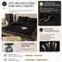 Black and Gold European Soft Brushed Quilted Bed Skirt + 2 Pillowcases Set - Breathable Padded 180 x 220CM Mattress Cover with Lace Trim and 45CM Elevated Valance, All Season Dust Protection