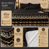 Black and Gold European Soft Brushed Quilted Bed Skirt + 2 Pillowcases Set - Breathable Padded 180 x 220CM Mattress Cover with Lace Trim and 45CM Elevated Valance, All Season Dust Protection
