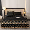 Green and Gold European Soft Brushed Quilted Bed Skirt + 2 Pillowcases Set - Breathable Padded 180 x 200CM Mattress Cover with Lace Trim and 45CM Elevated Valance, All Season Dust Protection