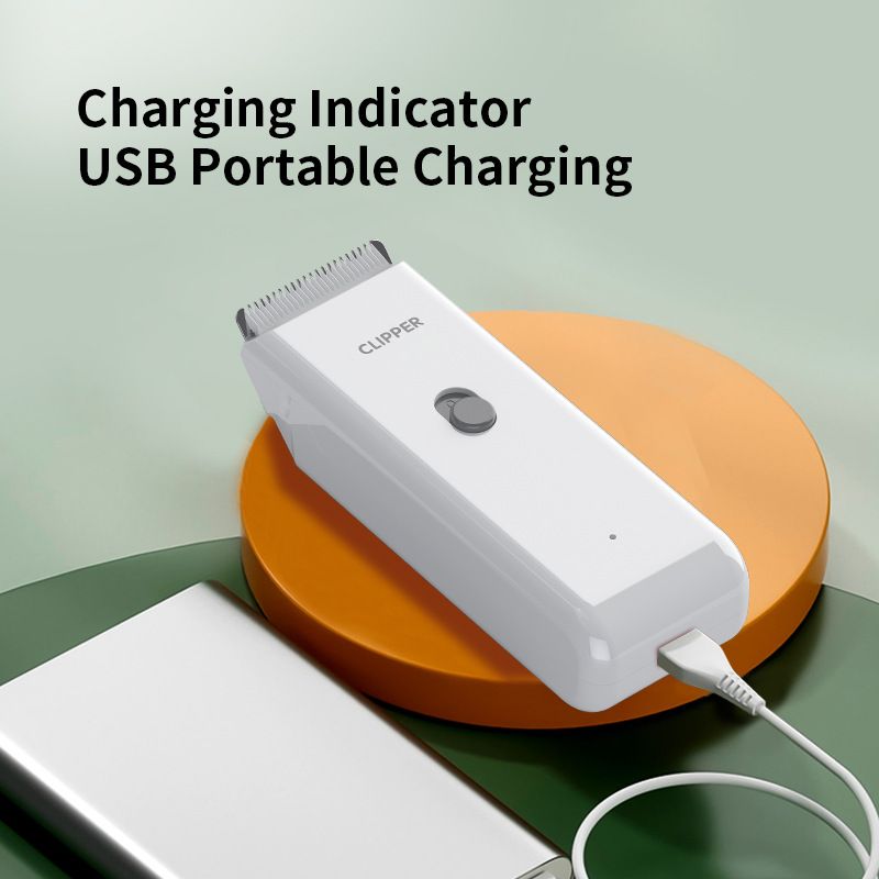 White Portable Pet Grooming Clipper for Dogs and Cats - IPX7 Waterproof USB Rechargeable Low Noise Hair Trimmer with Ceramic Blade and 4 Combs for Home Veterinary Use