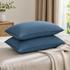 2 Pack Navy Blue Low Bed Pillows with Washable Zip Cover Set (48 x 74 cm) - Soft Brushed  Fabric, Plush Fibre Fill, Fast Rebound Support & Structured Piped Edges for Home Hotels Apartments