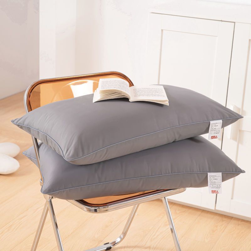 2 Pack Grey Medium Bed Pillows with Washable Zip Cover Set (48 x 74 cm) - Soft Brushed  Fabric, Plush Fibre Fill, Fast Rebound Support & Structured Piped Edges for Home Hotels Apartments