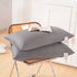 2 Pack Grey Low Bed Pillows with Washable Zip Cover Set (48 x 74 cm) - Soft Brushed  Fabric, Plush Fibre Fill, Fast Rebound Support & Structured Piped Edges for Home Hotels Apartments