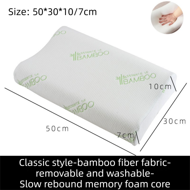 2 Pack Wave Shaped Contour Memory Foam Pillow with Washable Bamboo Fibre Covers - 3-5 Second Slow Rebound and High Low Neck Support for Back and Side Sleepers, 50 x 30 CM / F51 Style