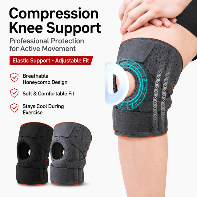 Grey and Purple Breathable Sports Knee Brace 1 Pair - Adjustable Open Patella Support with 4 Spring Stabilisers, Compression Straps, Moisture-wicking Lining and Non Slip Design for Running Gym Cycling