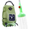 20L / 5 Gallon Solar Heated Camping Shower Bag (Dark Green / Mesh Storage Pocket) - Foldable Outdoor Hanging Shower with Thermometer, Rotating Shower Head and Hose Clip for Hiking and Travel