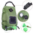 20L / 5 Gallon Solar Heated Camping Shower Bag (Dark Green / Mesh Storage Pocket) - Foldable Outdoor Hanging Shower with Thermometer, Rotating Shower Head and Hose Clip for Hiking and Travel