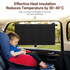 1 Pair Retractable Car Side Window Sun Shade (45 x 50CM) - 6 Layer Vinyl Insulation Reflective Roller Blinds, One Click Auto Rewind, One-Way Privacy, Universal Suction Cup & Velcro Fit