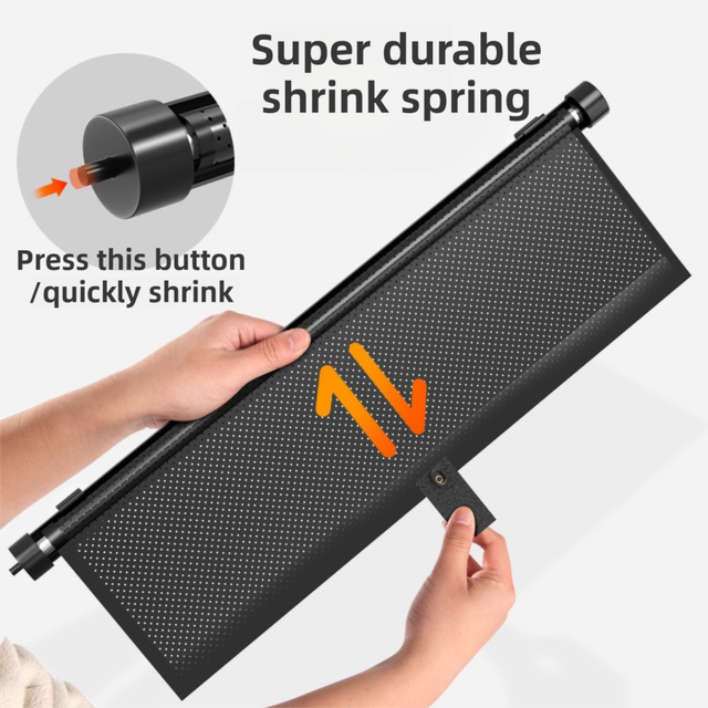 1 Pair Retractable Car Side Window Sun Shade (45 x 50CM) - 6 Layer Vinyl Insulation Reflective Roller Blinds, One Click Auto Rewind, One-Way Privacy, Universal Suction Cup & Velcro Fit