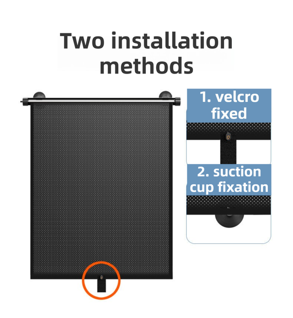 1 Pair Retractable Car Side Window Sun Shade (50 x 50CM) - 6 Layer Vinyl Insulation Reflective Roller Blinds, One Click Auto Rewind, One-Way Privacy, Universal Suction Cup & Velcro Fit
