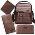 4PCS Brown Retro Business Casual Bag Set with Soft PU Leather Messenger Bag, Handbag, Long & Short Wallet - Large Capacity Multi Compartments and Structured Shape for 8" Ipad Phone Umbrella Cup