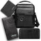 4PCS Black Retro Business Casual Bag Set with Soft PU Leather Messenger Bag, Handbag, Long & Short Wallet - Large Capacity Multi Compartments and Structured Shape for 8" Ipad Phone Umbrella Cup