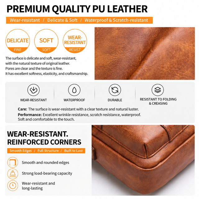 4PCS Black Retro Business Casual Bag Set with Soft PU Leather Messenger Bag, Handbag, Long & Short Wallet - Large Capacity Multi Compartments and Structured Shape for 8