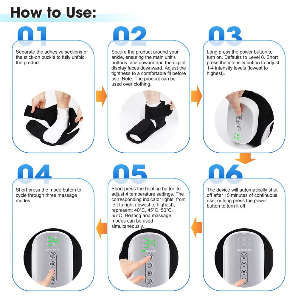 Air Compression Heated Foot Massager, Sole & Ankle Dual Zone Kneading with 4 Intensities, 4 Temp and 3 Airbag Massage Modes - Cordless USB Rechargeable and 360°Wrap Around Design for Home Relaxation Gift & Pain Relief Therapy