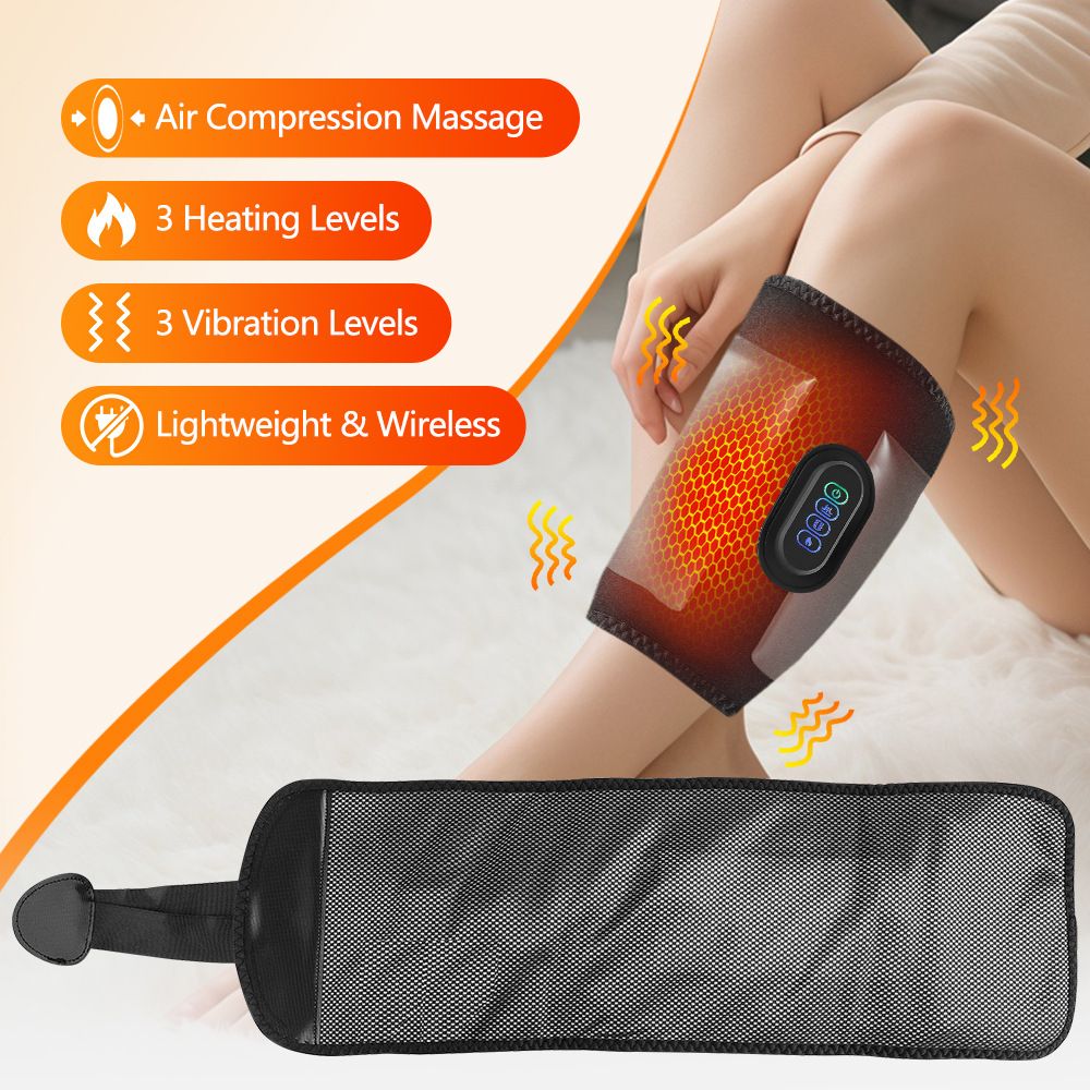 Air Compression Heated Calf Massager, with 3 Intensities, 3 Temp and 3 Airbag Massage Modes - Cordless USB Rechargeable and 360°Wrap Around Design for Home Relaxation Gift & Pain Relief Therapy