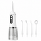 White Rechargeable Water Flosser Oral Irrigator with 3 Pressure Modes & 4 Nozzles - 380ml Detachable Tank, Type-C Charging, 0.6MM Fine Water Flow and 1600 Pulses Per Minute
