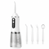 White Rechargeable Water Flosser Oral Irrigator with 3 Pressure Modes & 4 Nozzles - 380ml Detachable Tank, Type-C Charging, 0.6MM Fine Water Flow and 1600 Pulses Per Minute