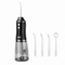 Black Rechargeable Water Flosser Oral Irrigator with 3 Pressure Modes & 4 Nozzles - 380ml Detachable Tank, Type-C Charging, 0.6MM Fine Water Flow and 1600 Pulses Per Minute