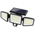 210 LED Outdoor Wall Light Integrated Solar Panel and 3 Sensor Modes, 3 Head Adjustable LED Security Light, IP65 All Weather Waterproof Remote Control Garden Lamp