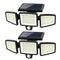 210 LED Outdoor Wall Light Integrated Solar Panel and 3 Sensor Modes (2 Pack), 3 Head Adjustable LED Security Light, IP65 All Weather Waterproof Remote Control Garden Lamp