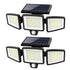 210 LED Outdoor Wall Light Integrated Solar Panel and 3 Sensor Modes (2 Pack), 3 Head Adjustable LED Security Light, IP65 All Weather Waterproof Remote Control Garden Lamp