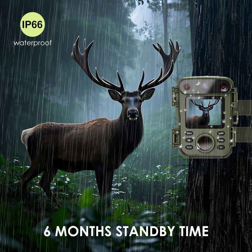 32MP 1080P Infrared Night Vision Scouting Camera, IP66 Waterproof Outdoor Wildlife Sensor Camera with 2