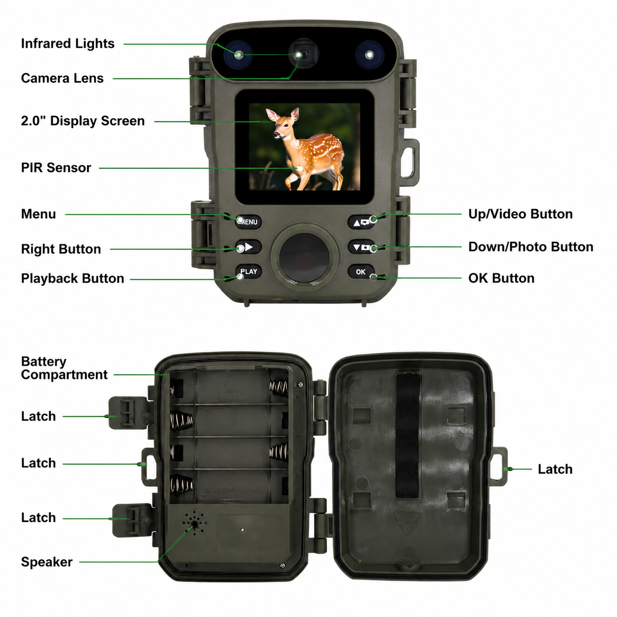 32MP 1080P Infrared Night Vision Scouting Camera, IP66 Waterproof Outdoor Wildlife Sensor Camera with 2