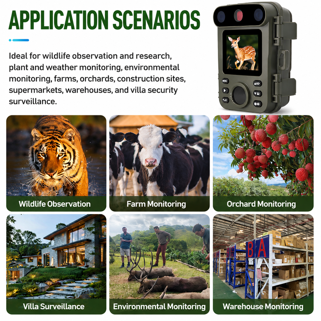 32MP 1080P Infrared Night Vision Scouting Camera, IP66 Waterproof Outdoor Wildlife Sensor Camera with 2
