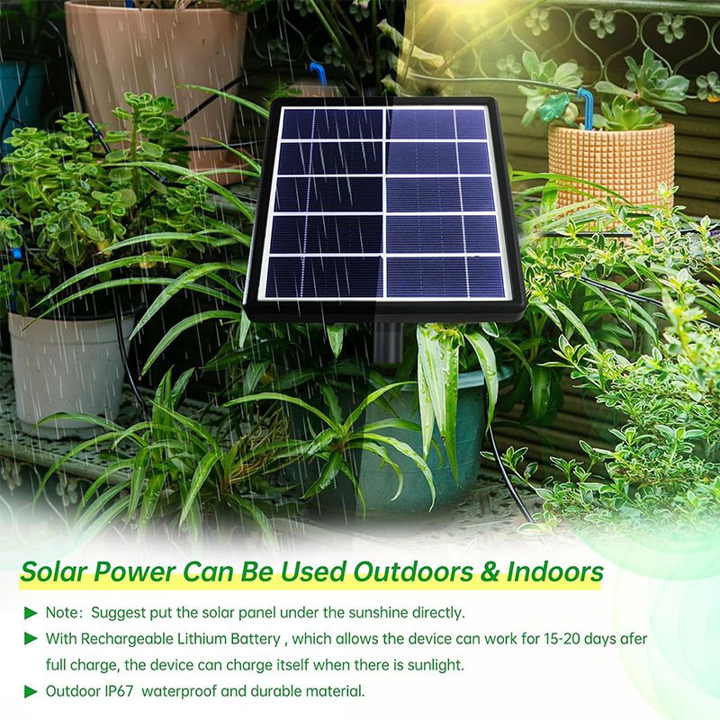 Solar Powered Automatic Irrigation System with Digital Control Panel & Timer - Weatherproof Durable Drip and Sprinkler Watering Tool Kit for Indoor and Outdoor Use
